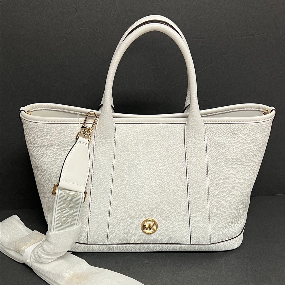 Michael Kors Optic White Satchel with Gold Logo